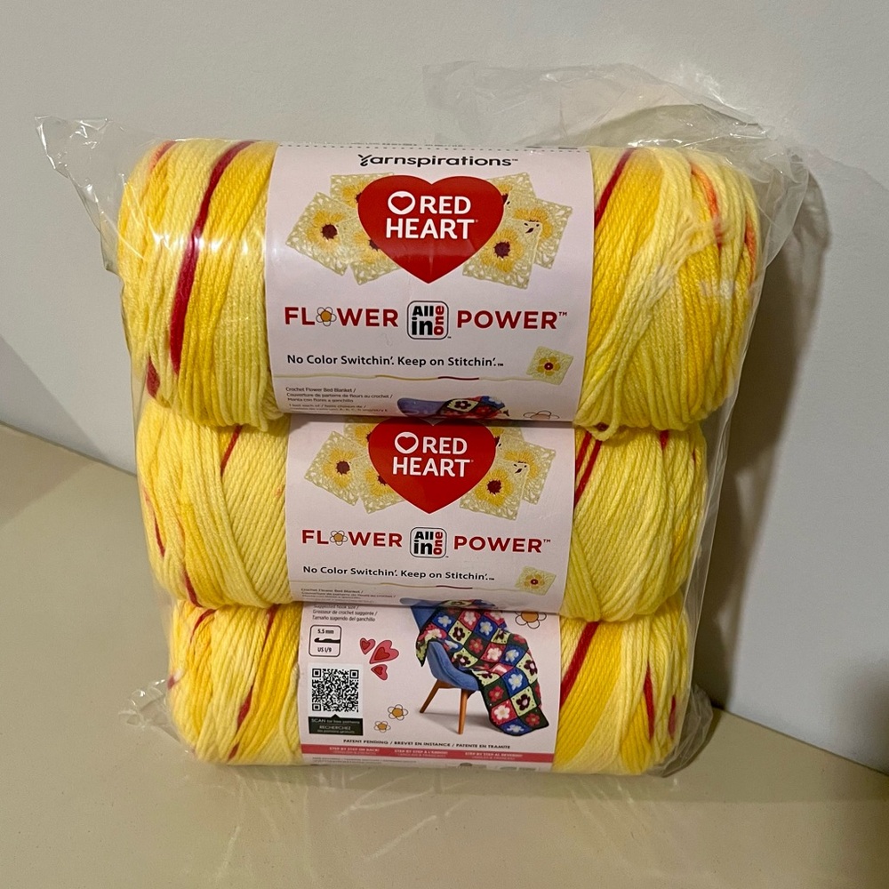 Red Heart Flower Power Yarn Trio in Dilly Daylily